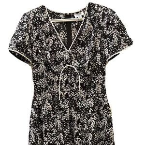 Unique Vintage Black & Ivory Ditzy Floral Petula Swing Dress
